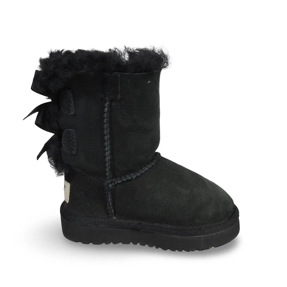 UGG Bailey Bow II‎ Suede Boots 3280T Black Toddler 6 UK 5 EU 22.5